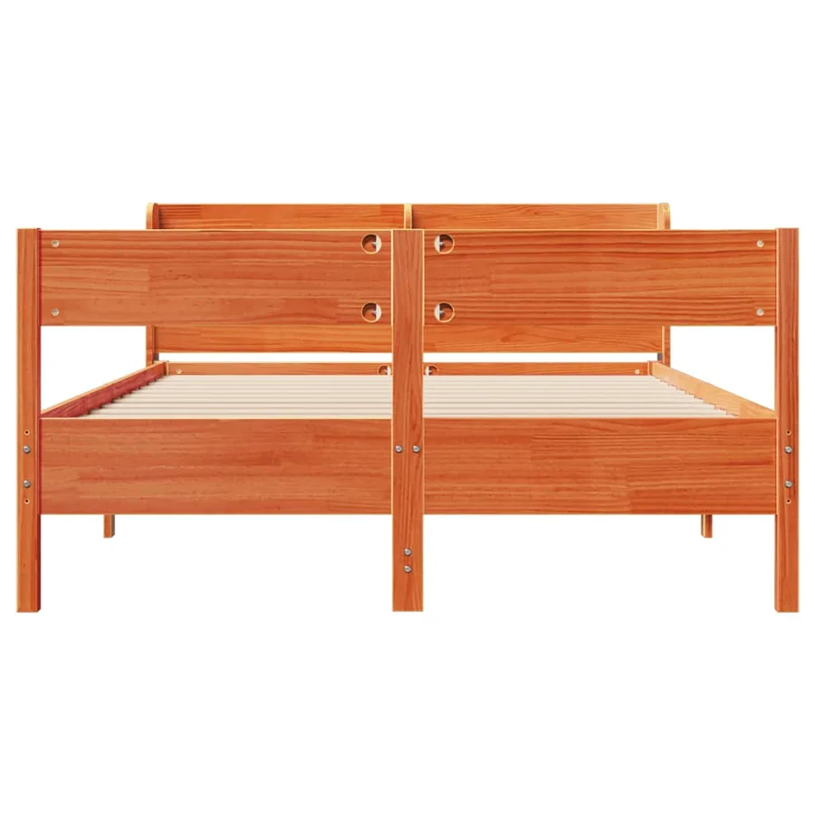 Cadre de lit sans matelas cire marron 140x200cm bois pin massif - 4