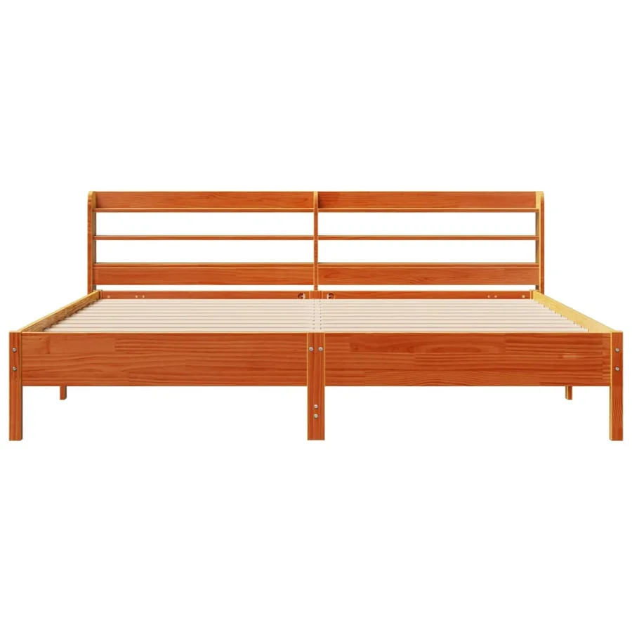 Cadre de lit sans matelas cire marron 200x200cm bois pin massif - 4