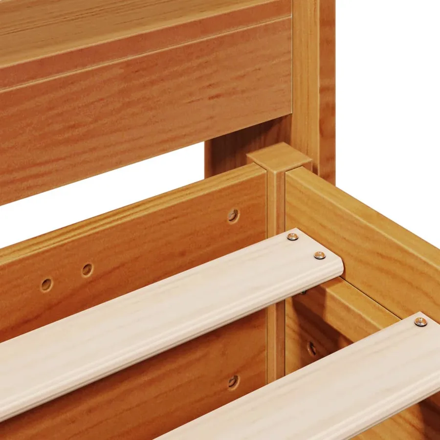Cadre de lit sans matelas cire marron 200x200cm bois pin massif - 9