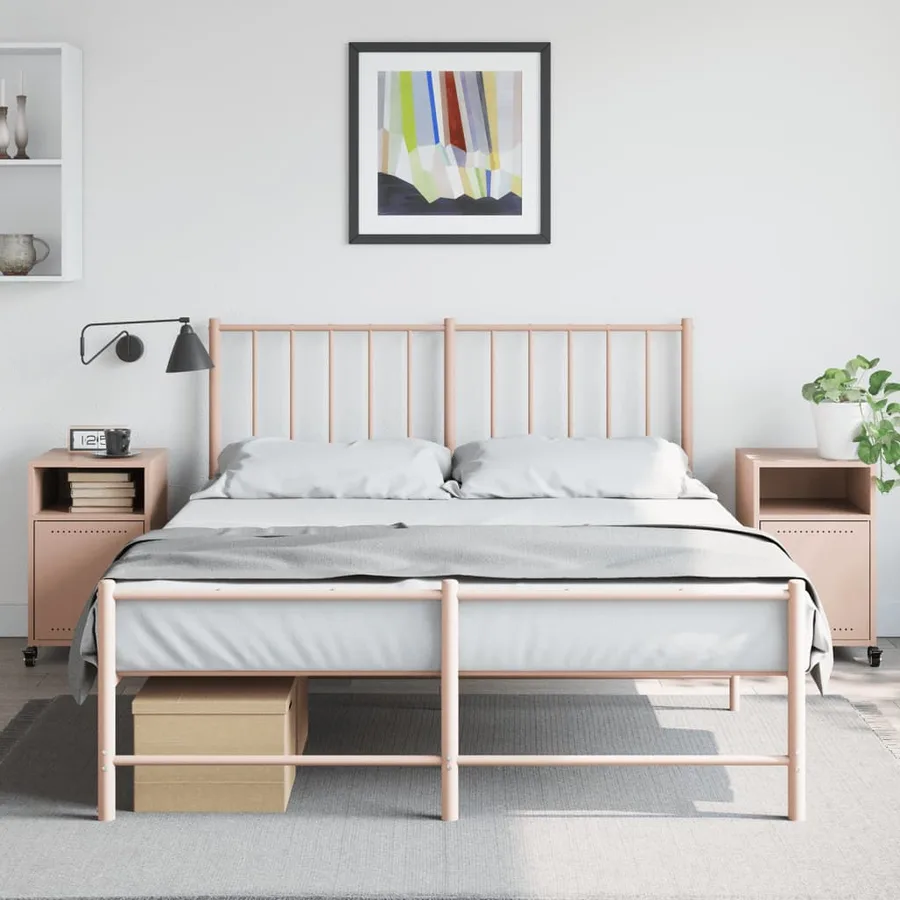 Tables de chevet 2 pcs rose 36x39x59 cm acier - 3