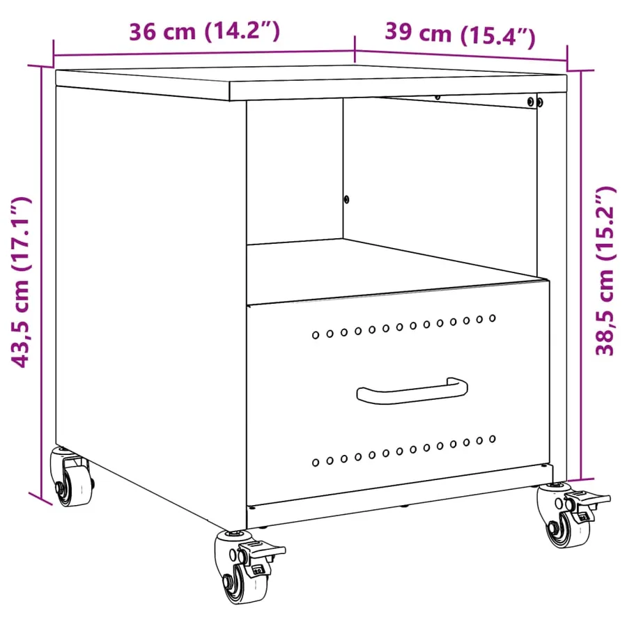 Table de chevet rose 36x39x43,5 cm acier - 13