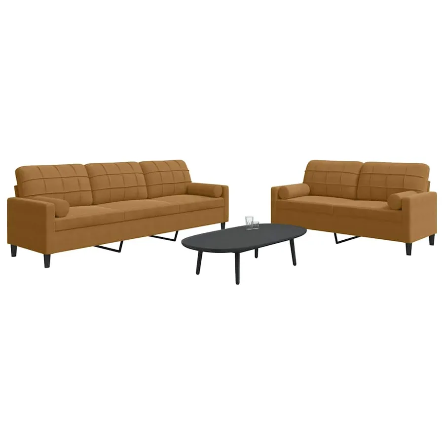 Ensemble de canapés 2 pcs avec coussins et traversins velours - 3