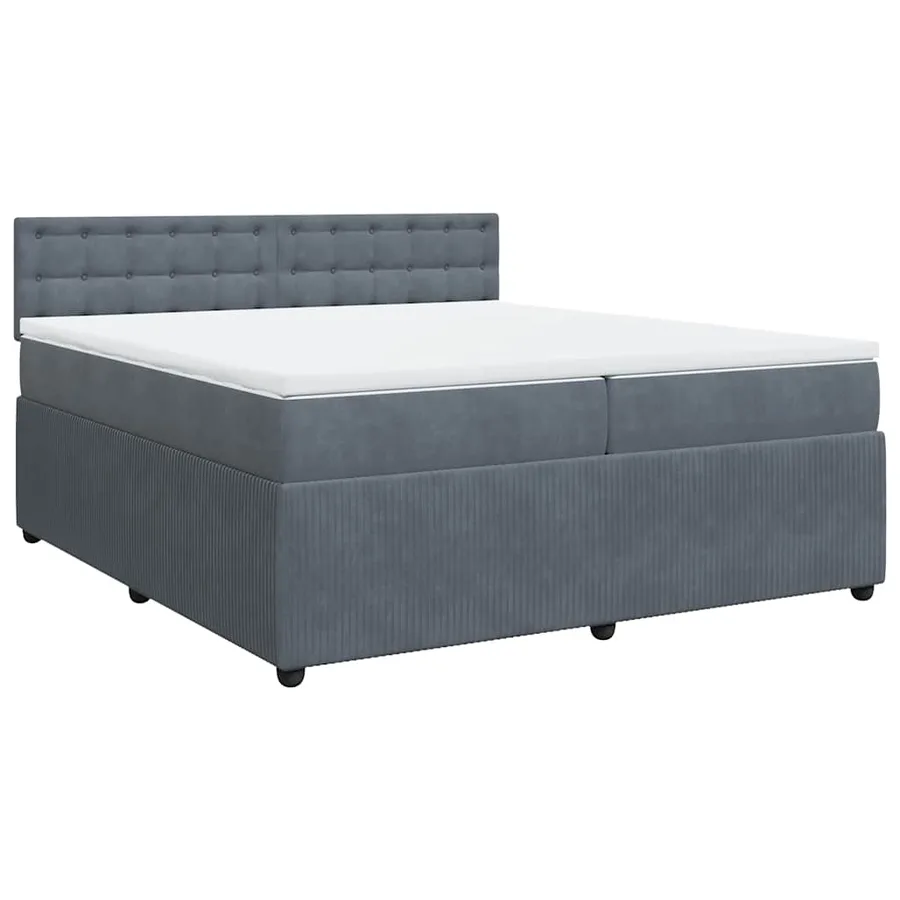 Sommier à lattes de lit et matelas Gris foncé 200x200cm Velours - 3