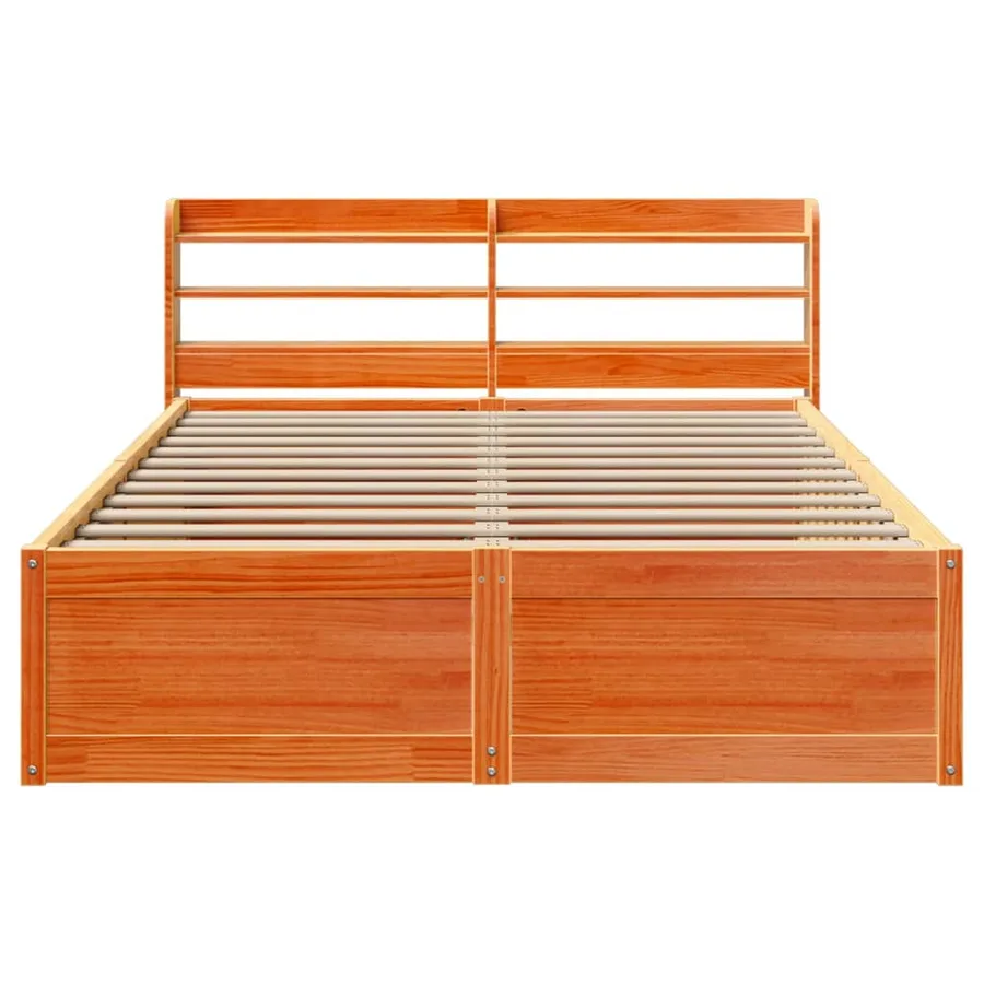 Cadre de lit et tête de lit cire marron 150x200 cm bois de pin - 4