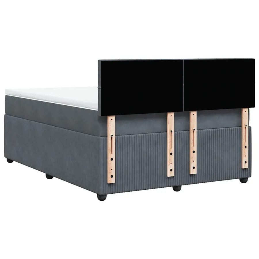 Sommier à lattes de lit et matelas Gris foncé 140x200cm Velours - 8