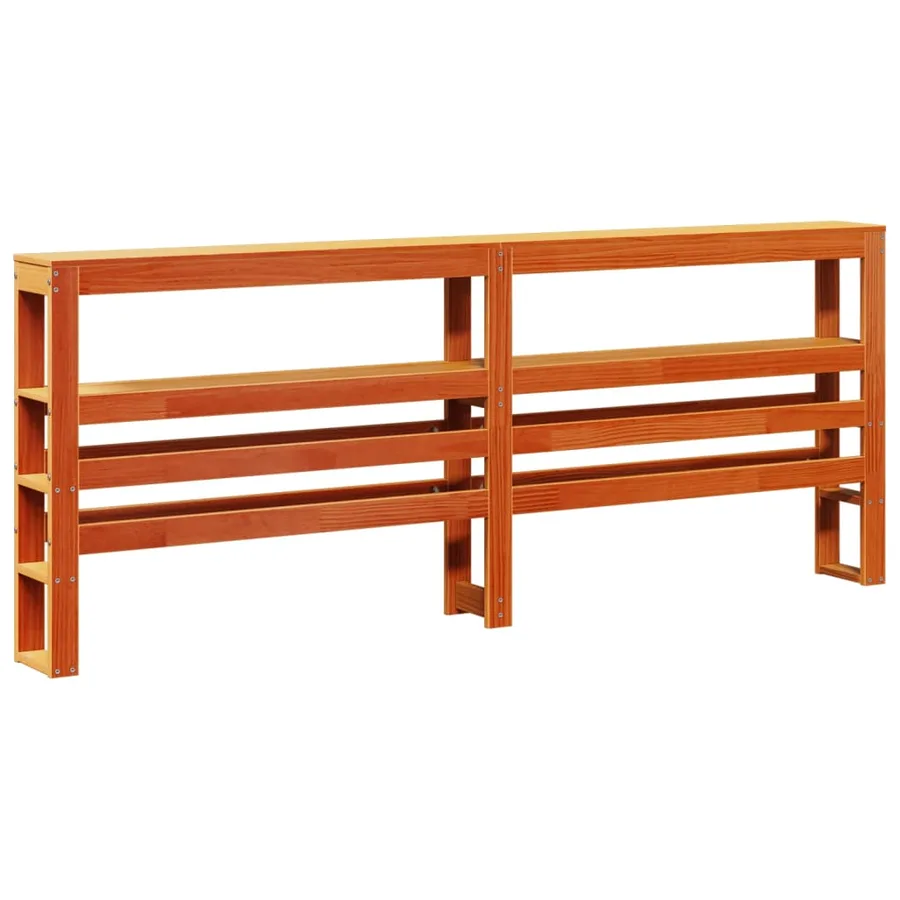 Tête de lit avec étagères marron cire 180 cm bois massif de pin - 2
