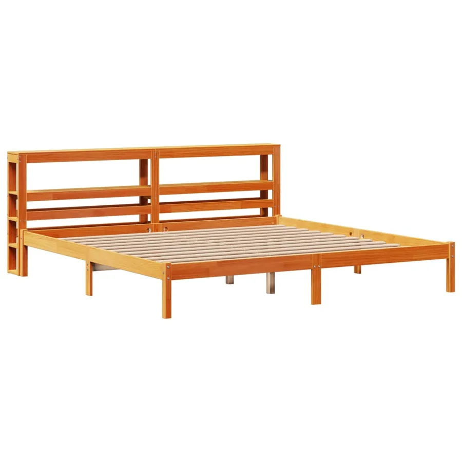 Cadre de lit et tête de lit sans matelas cire marron 180x200 cm - 3