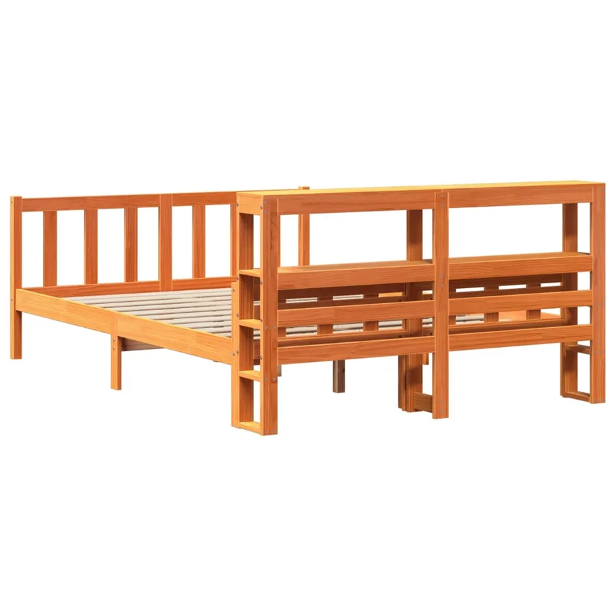 Cadre de lit et tête de lit sans matelas cire marron 150x200 cm - 6