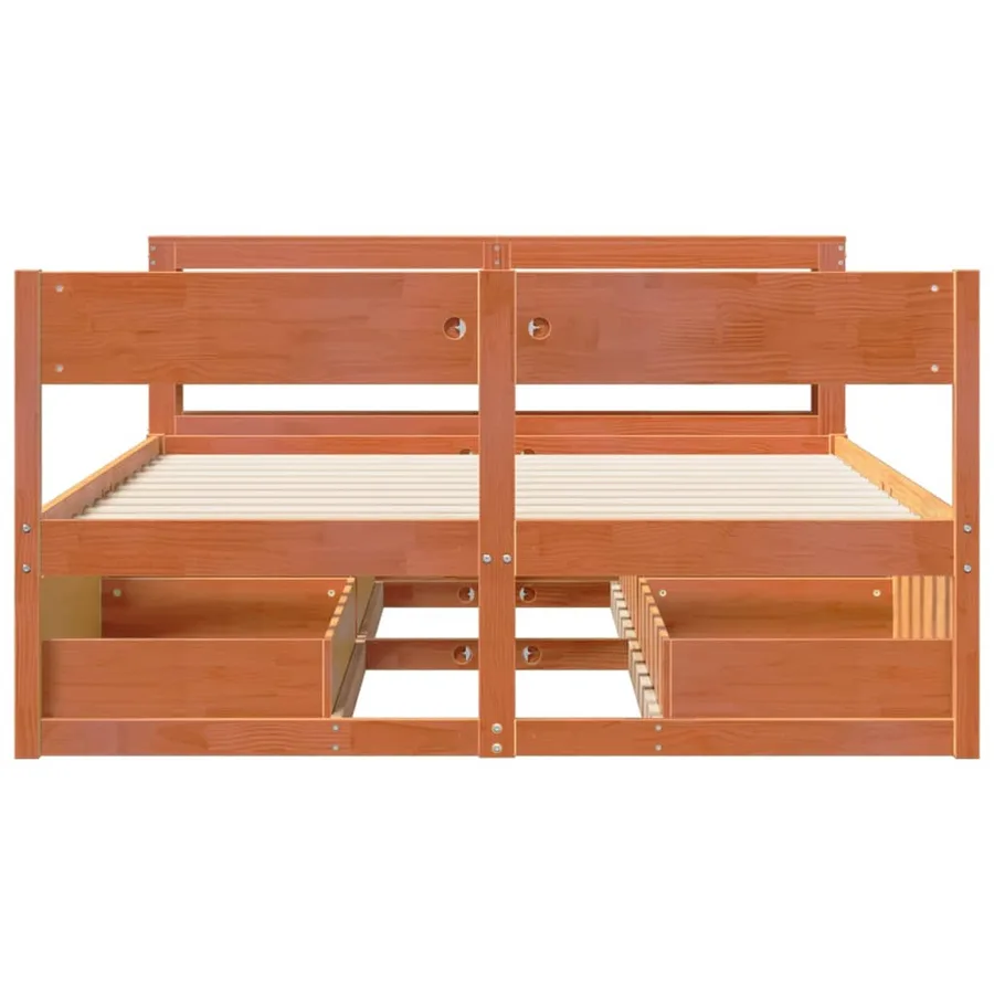 Cadre de lit sans matelas cire marron 160x200cm bois pin massif - 4