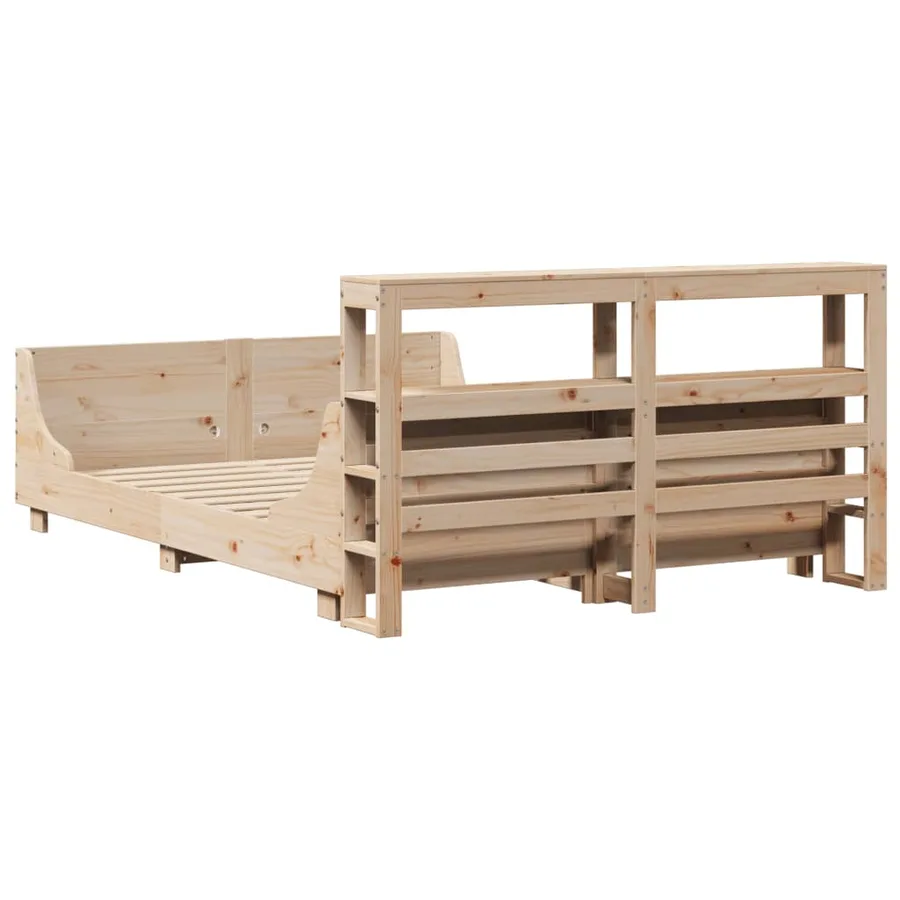 Cadre de lit sans matelas 140x200 cm bois massif de pin - 8