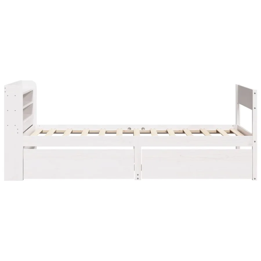 Cadre de lit sans matelas blanc 90x200 cm bois de pin massif - 7