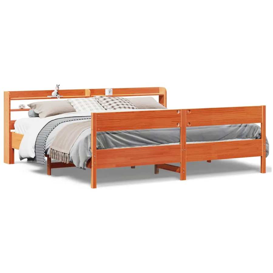 Cadre de lit sans matelas cire marron 180x200cm bois pin massif - 2