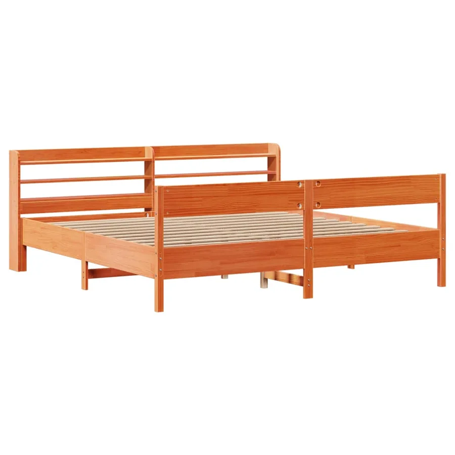 Cadre de lit sans matelas cire marron 180x200cm bois pin massif - 3