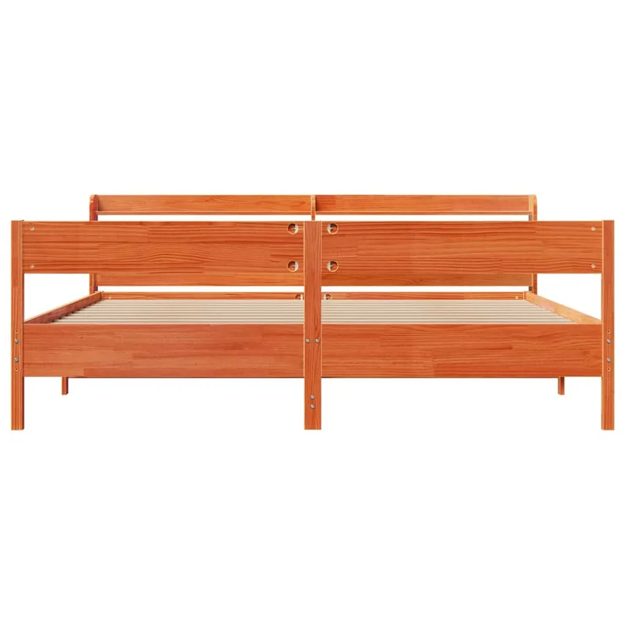 Cadre de lit sans matelas cire marron 180x200cm bois pin massif - 4