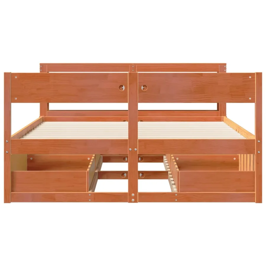 Cadre de lit sans matelas cire marron 150x200cm bois pin massif - 4