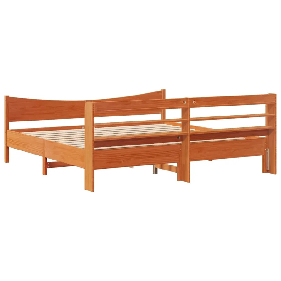 Cadre de lit et tête de lit cire marron 180x200 cm bois de pin - 8