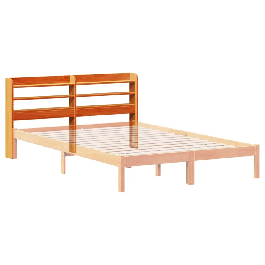 Tête de lit avec étagères marron cire 120 cm bois massif de pin - 6