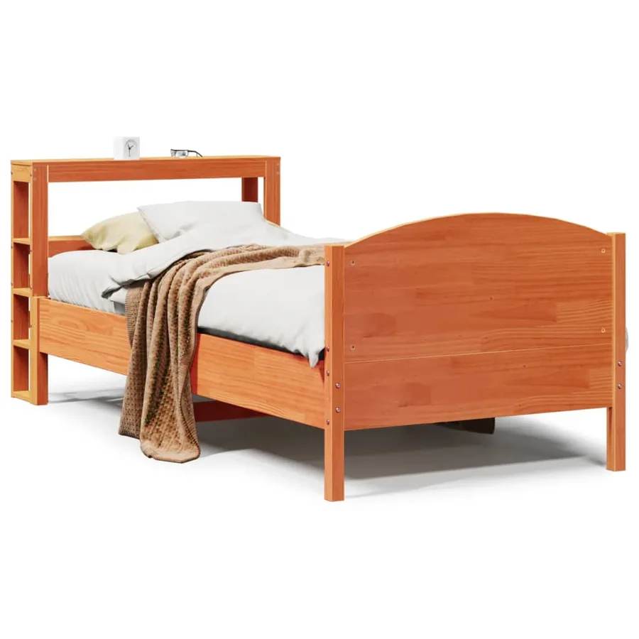 Cadre de lit sans matelas cire marron 75x190 cm bois pin massif - 2
