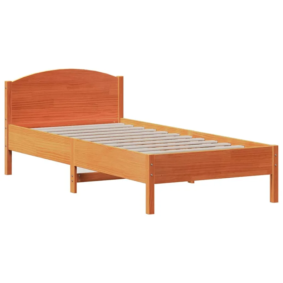 Cadre de lit sans matelas cire marron 75x190 cm bois pin massif - 7