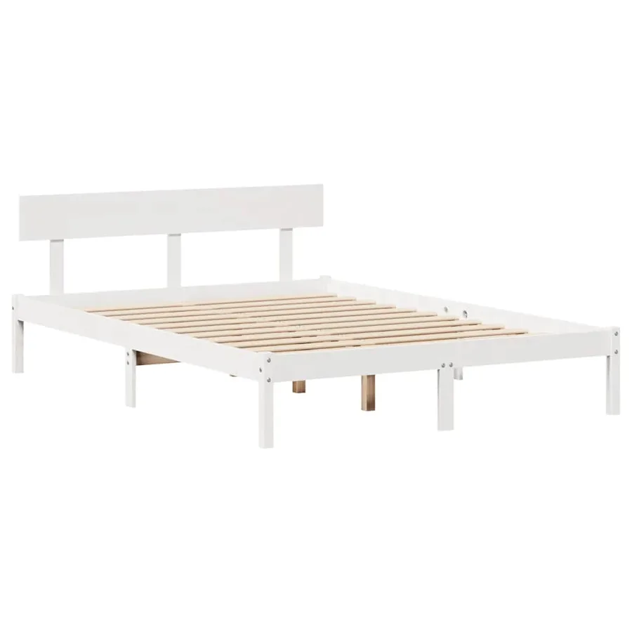 Cadre de lit sans matelas blanc 120x200 cm bois de pin massif - 7