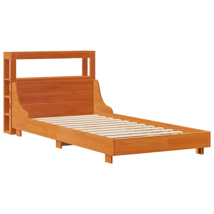 Cadre de lit sans matelas cire marron 75x190 cm bois pin massif - 3