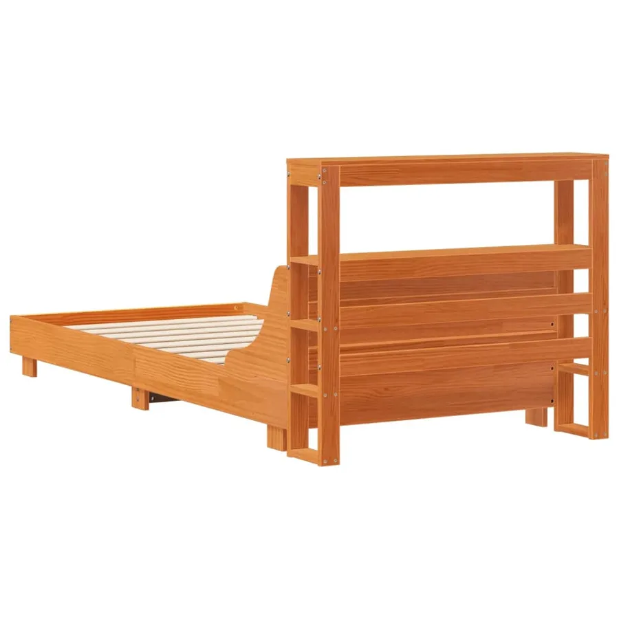 Cadre de lit sans matelas cire marron 75x190 cm bois pin massif - 6