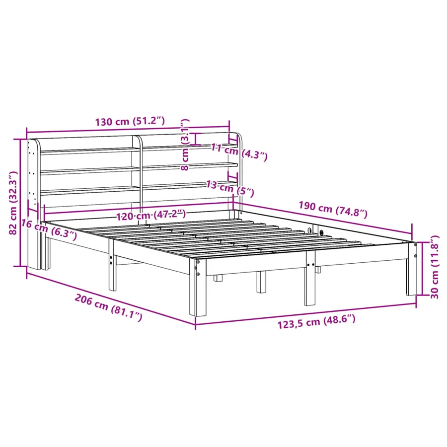 Cadre de lit avec tête de lit sans matelas blanc 120x190 cm - 11