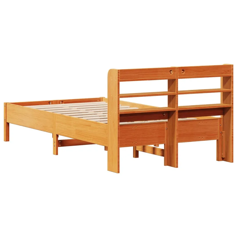 Cadre de lit sans matelas cire marron 120x190cm bois pin massif - 6