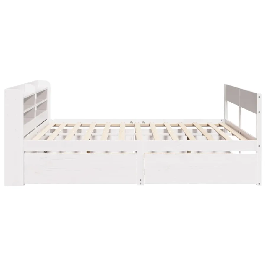 Cadre de lit sans matelas blanc 120x200 cm bois de pin massif - 7
