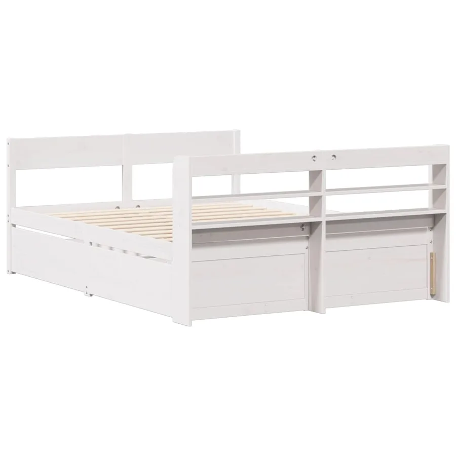 Cadre de lit sans matelas blanc 120x200 cm bois de pin massif - 8