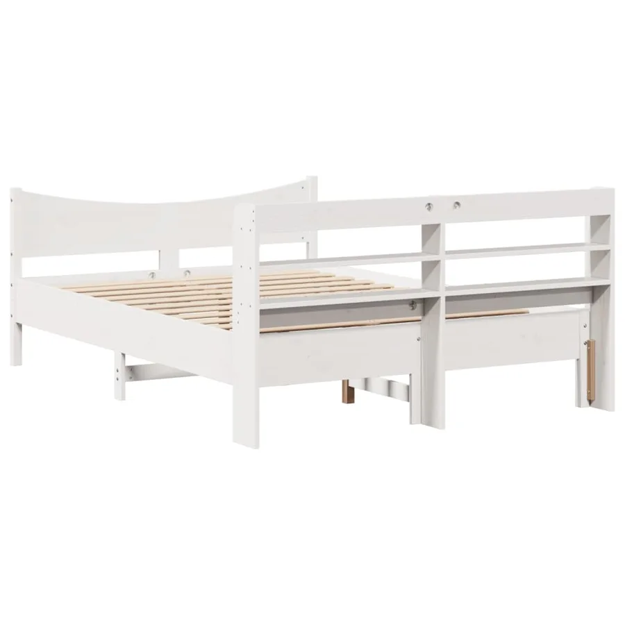 Cadre de lit avec tête de lit blanc 120x190 cm bois pin massif - 8