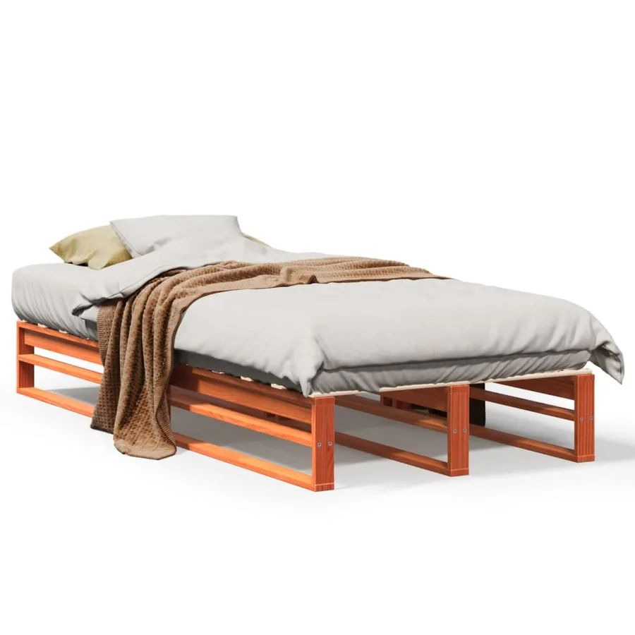 Cadre de lit sans matelas cire marron 90x200 cm bois pin massif - 2