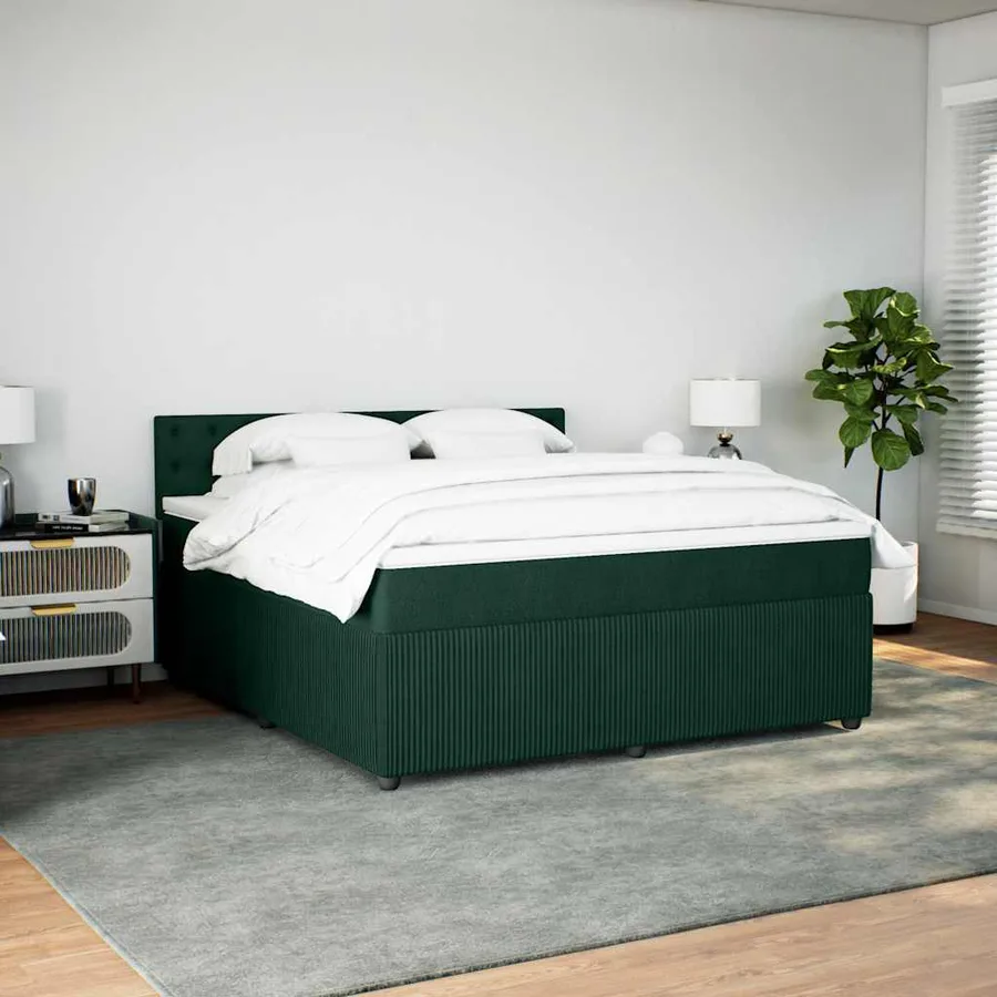 Sommier à lattes de lit et matelas Vert foncé 180x200cm Velours - 3