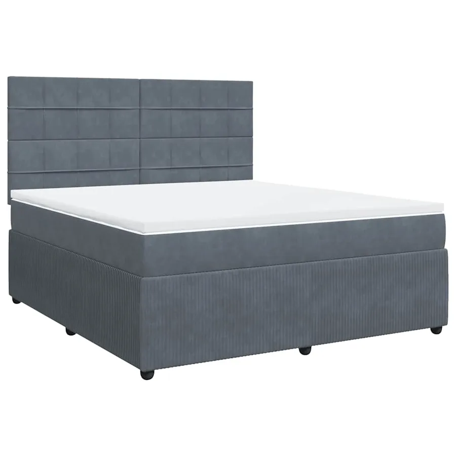 Sommier à lattes de lit et matelas Gris foncé 180x200cm Velours - 3