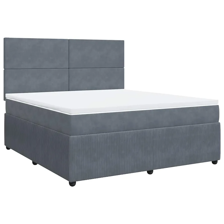 Sommier à lattes de lit et matelas Gris foncé 180x200cm Velours - 2