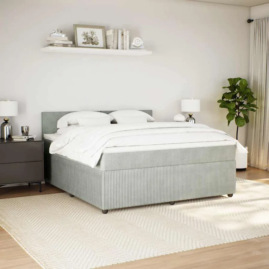 Sommier à lattes de lit et matelas Gris clair 180x200cm Velours - 3