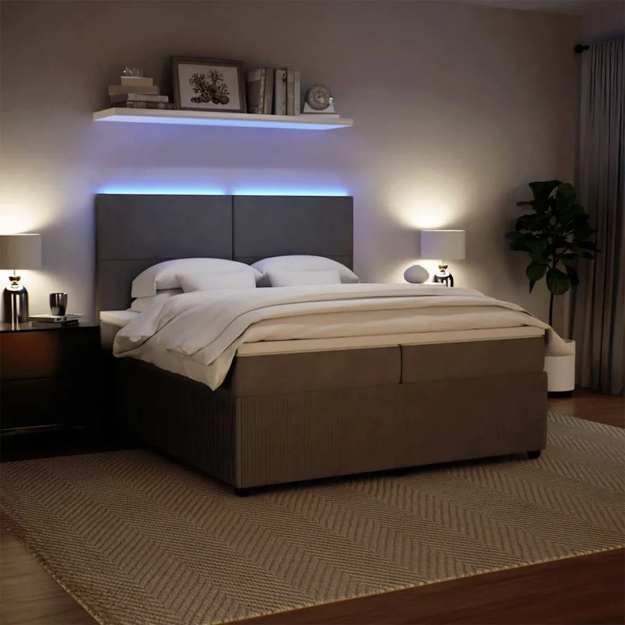Sommier à lattes de lit et matelas Gris clair 200x200cm Velours - 4