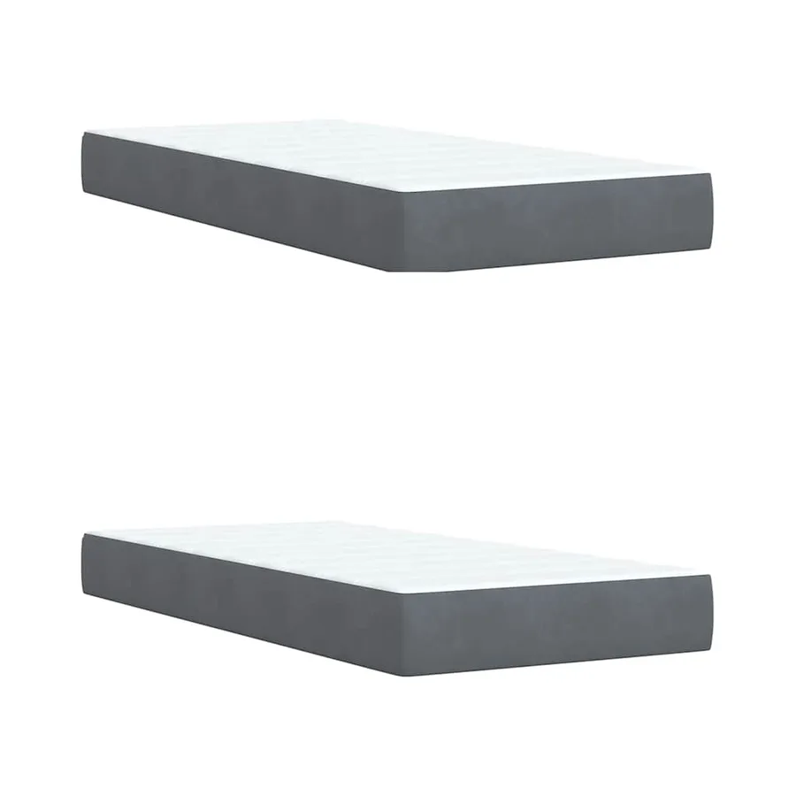 Sommier à lattes de lit et matelas Gris foncé 200x200cm Velours - 10