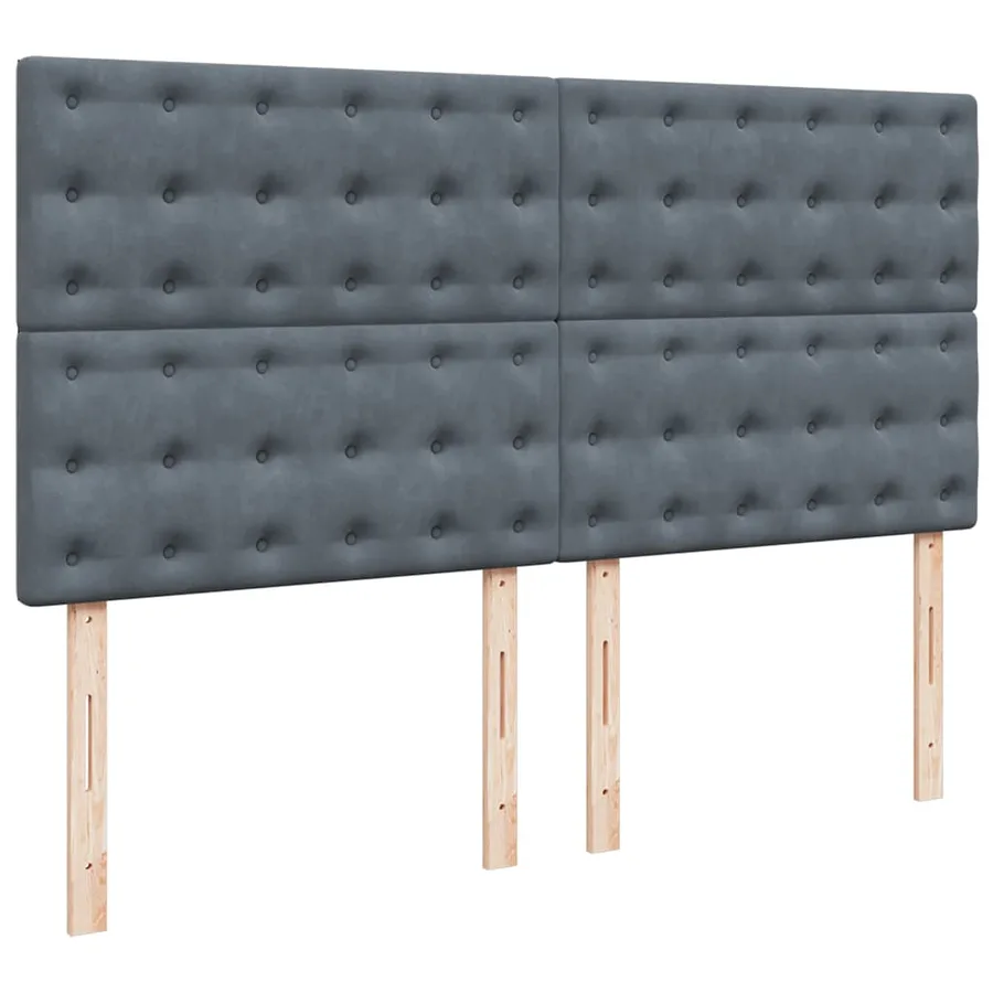 Sommier à lattes de lit et matelas Gris foncé 200x200cm Velours - 7