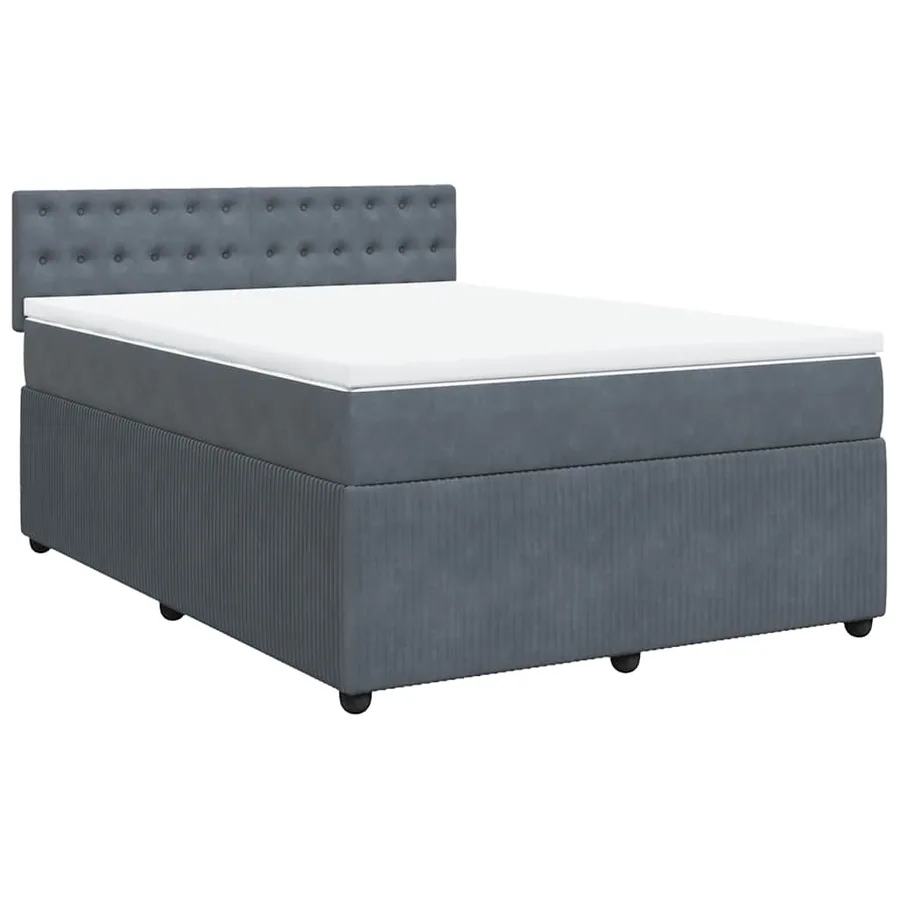 Sommier à lattes de lit et matelas Gris foncé 140x200cm Velours - 3