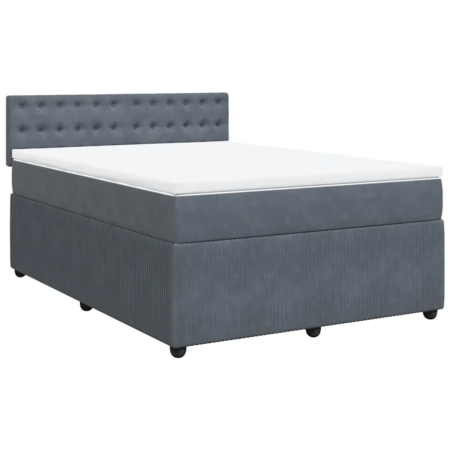 Sommier à lattes de lit et matelas Gris foncé 140x200cm Velours - 2
