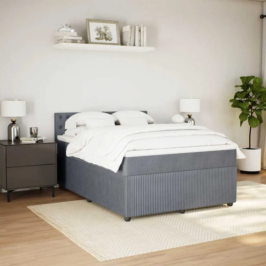 Sommier à lattes de lit et matelas Gris foncé 140x200cm Velours - 3