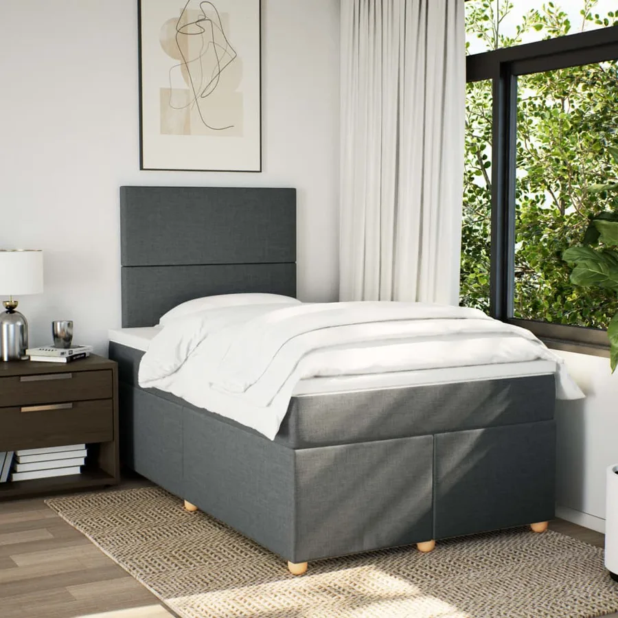 Sommier à lattes de lit avec matelas Gris foncé 120x200cm Tissu - 3