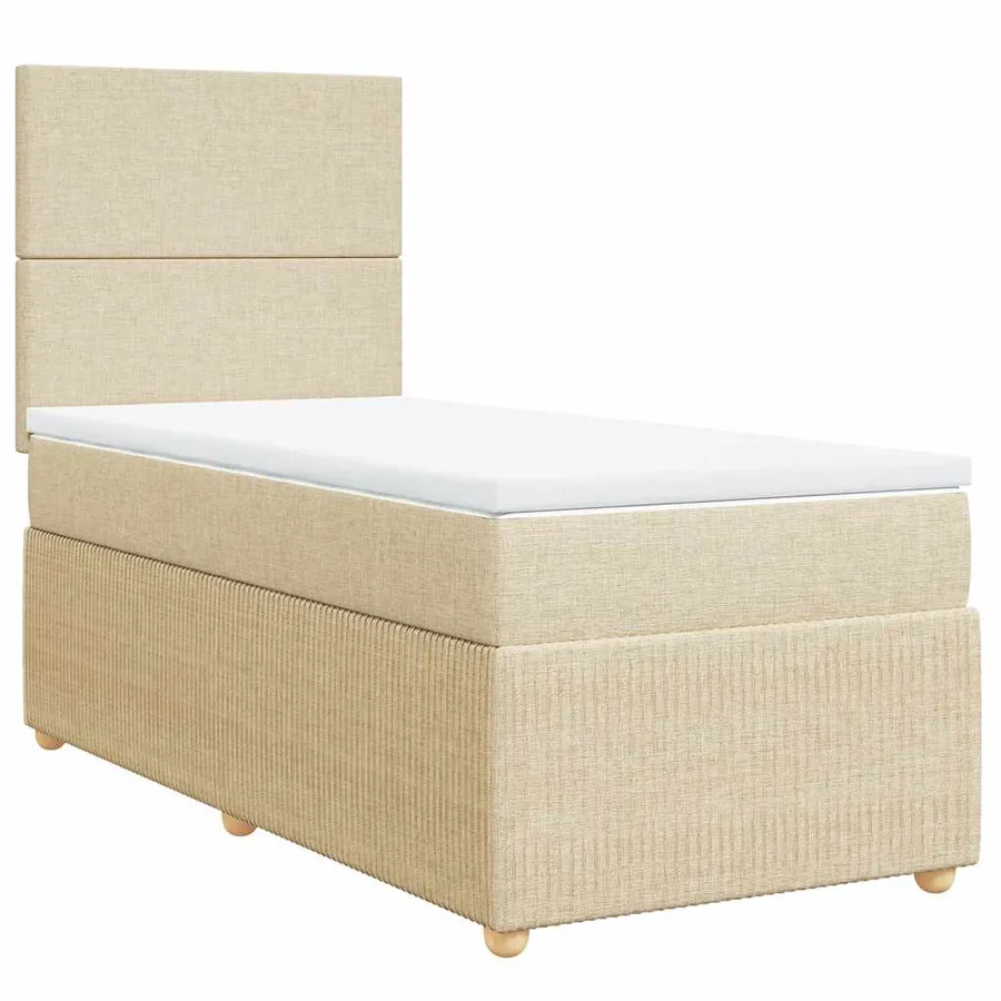 Sommier à lattes de lit et matelas Crème 90x190 cm Tissu - 3