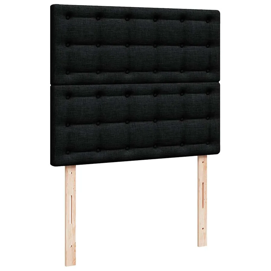 Sommier à lattes de lit avec matelas noir 120x190 cm tissu - 9