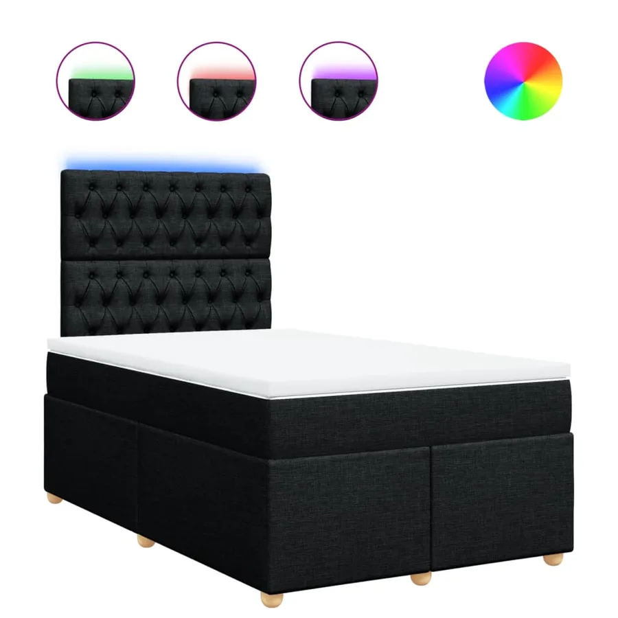 Sommier à lattes de lit avec matelas noir 120x190 cm tissu - 2