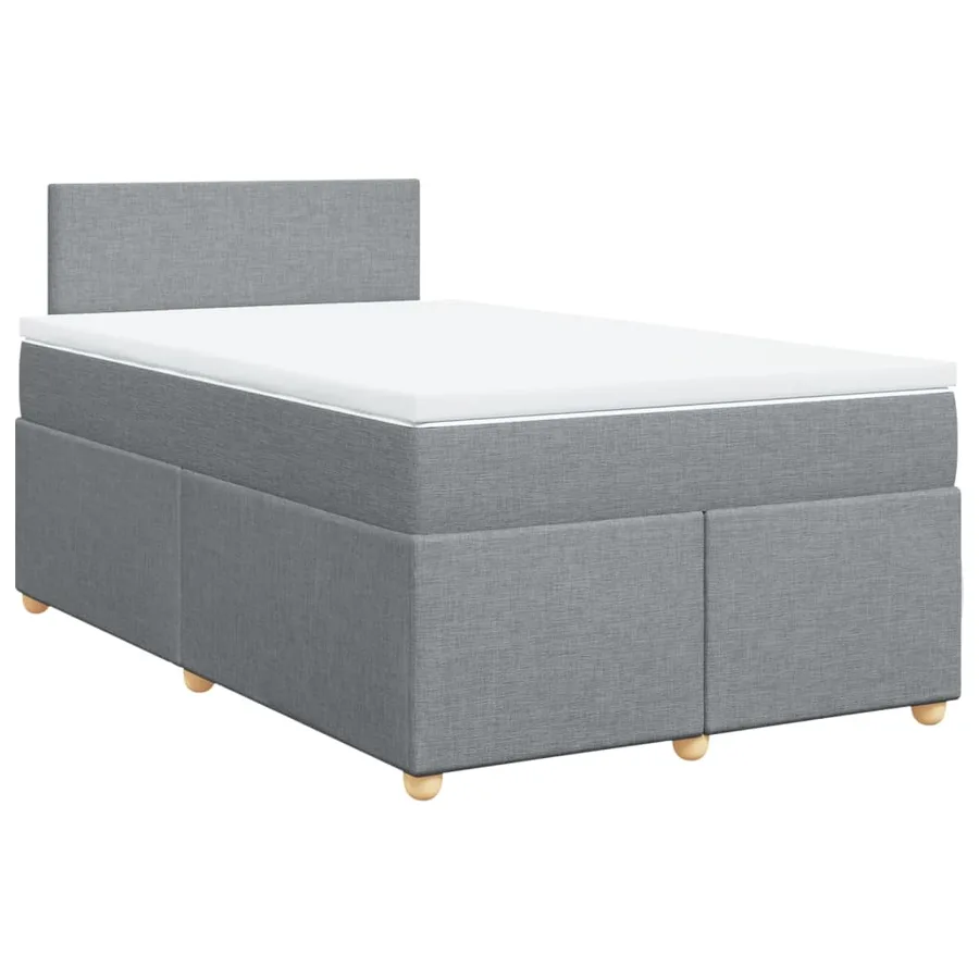 Sommier à lattes de lit et matelas gris clair 120x190 cm tissu - 3
