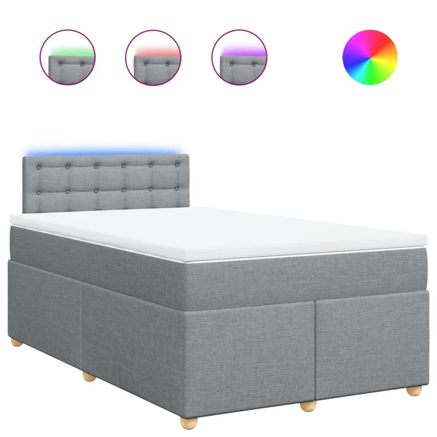 Sommier à lattes de lit et matelas gris clair 120x190 cm tissu - 2