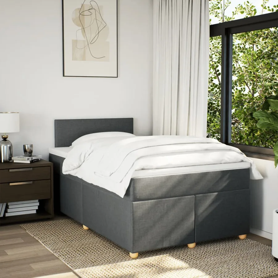 Sommier à lattes de lit avec matelas gris foncé 120x190cm tissu - 3