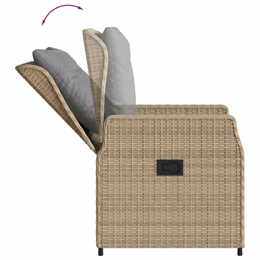 Ensemble à manger de jardin et coussins 9 pcs beige Poly rotin - 5